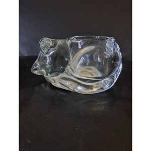 Vintage Indiana Glass Sleeping Cat Kitten Glass Votive Candle Holder